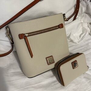 Dooney & Bourke Cream and Brown Crossbody Bag Set